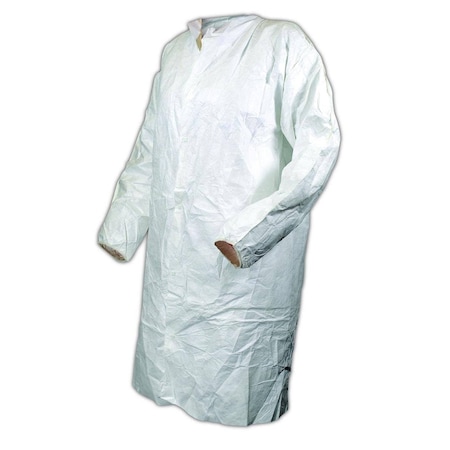 Magid Disposable Lab Coat, Tyvek, Snaps Closure, White, L CC1114-L